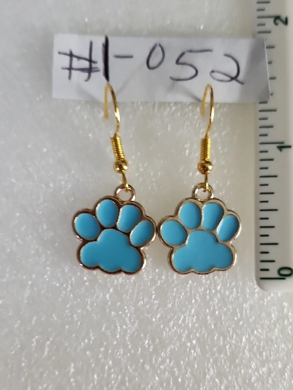 Hand Crafted Blue Paw Print Earrings